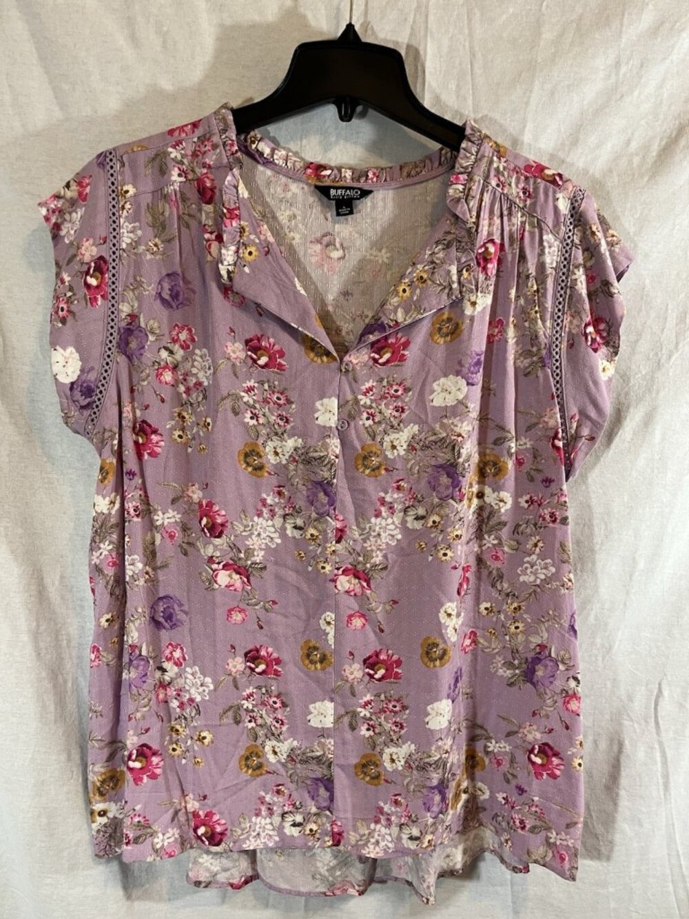 Buffalo David Bitton Women’s Large Purple Floral Viscose Blouse